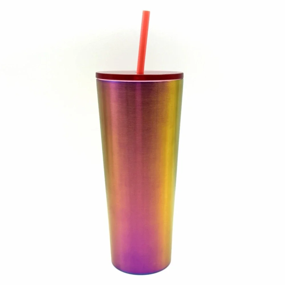 Starbucks 24oz Iridescent Stainless Steel Cold Cup Tumbler‎ Venti with Straw